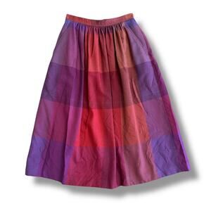 Vintage Liz Claiborne Wool Plaid Midi Skirt 6 Red Purple Made in USA ILGWU